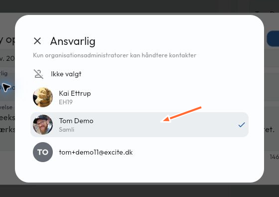 Valg af opgaveansvarlig blandt organisationsadministratorerne med Tom Demo valgt