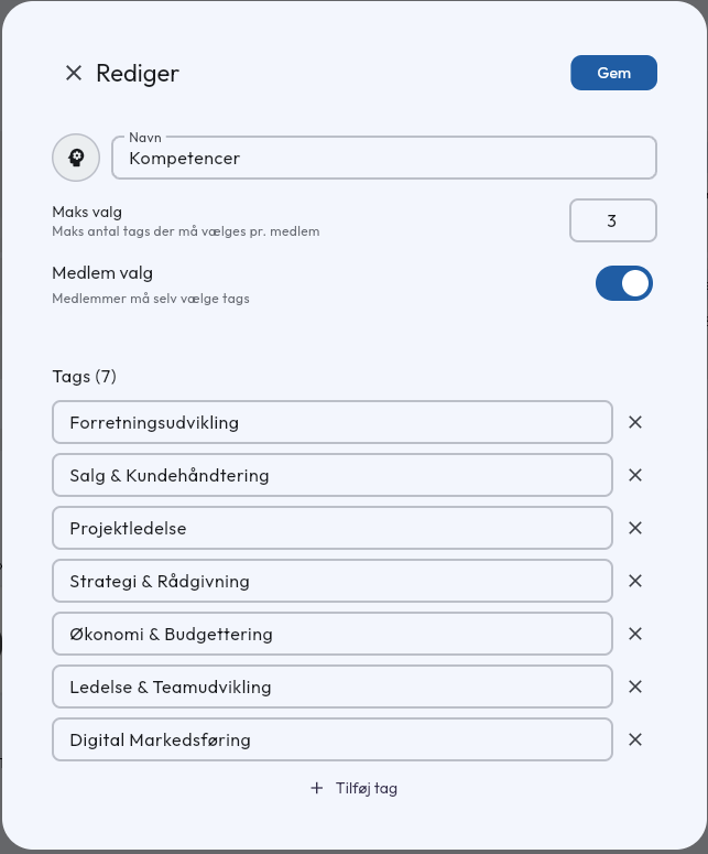 Create new tag category
