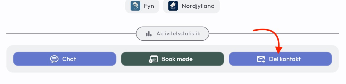 Del kontakt knappen på et medlems profil